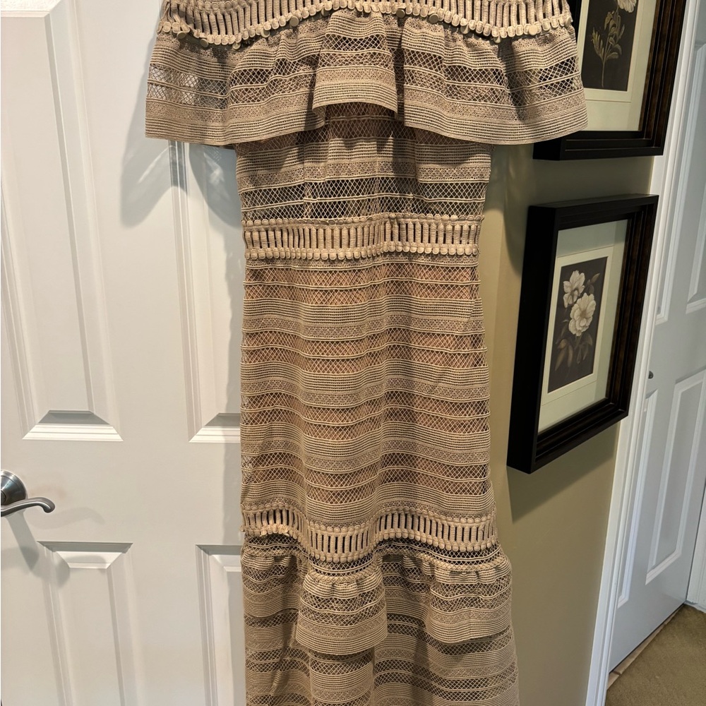 Self-Portrait Strapless Tan Dress